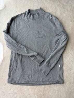 Aime Leon Dore Heather Gray Long Sleeve Mock Neck Cotton Tee